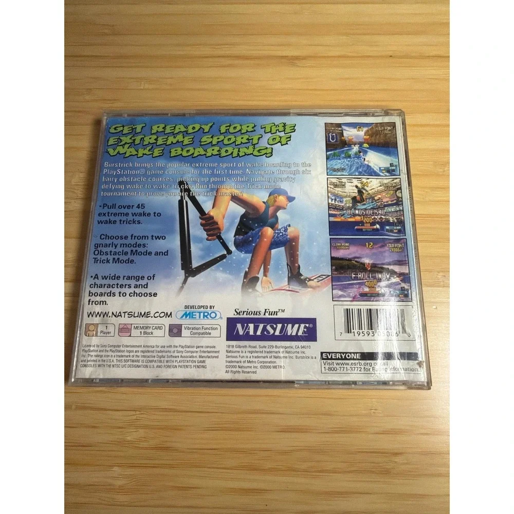 PS1 Burstrick Wake Boarding Complete CIB Water‎ Damaged Manual Untested